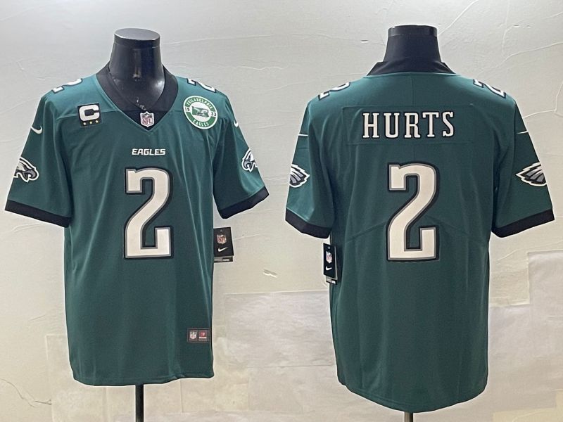 Men Philadelphia Eagles 2 Hurts Green Second generation 2025 Nike Limited NFL Jersey style 8